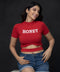 Honey Printed High Neck Crop Top